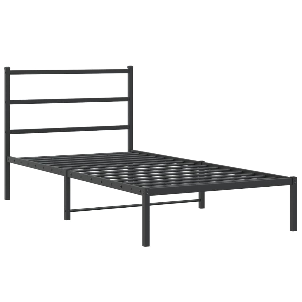 Cadre de lit métal sans matelas avec tête de lit noir 100x200cm - XIOS