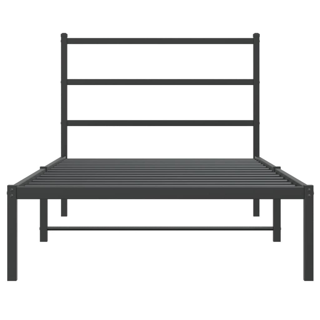 Cadre de lit métal sans matelas avec tête de lit noir 100x200cm - XIOS