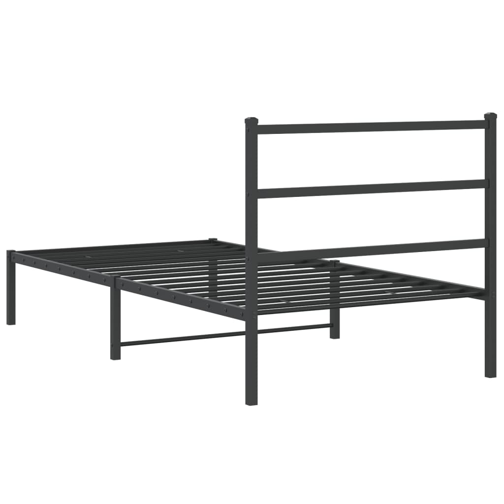 Cadre de lit métal sans matelas avec tête de lit noir 100x200cm - XIOS