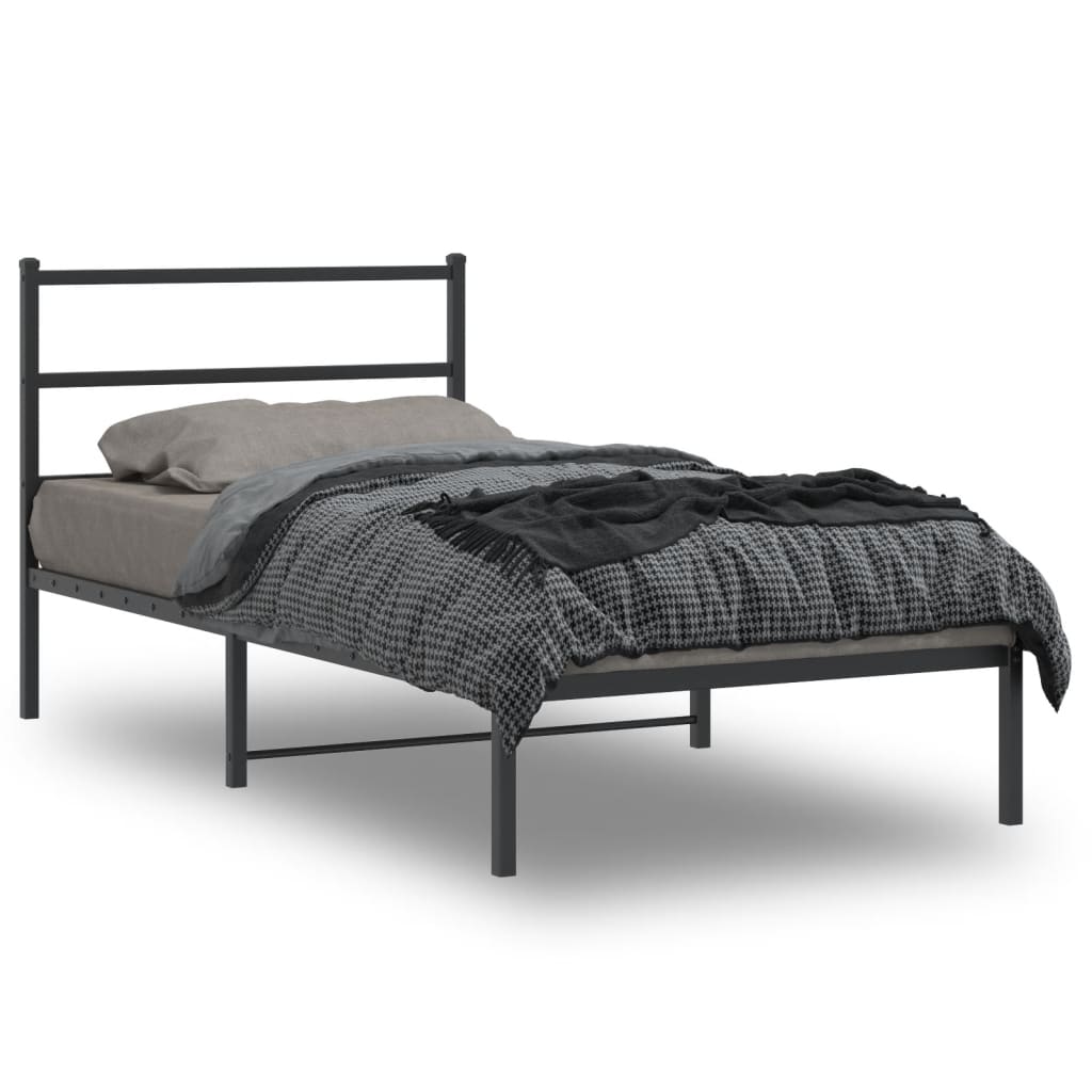 Cadre de lit métal sans matelas avec tête de lit noir 100x200cm - XIOS