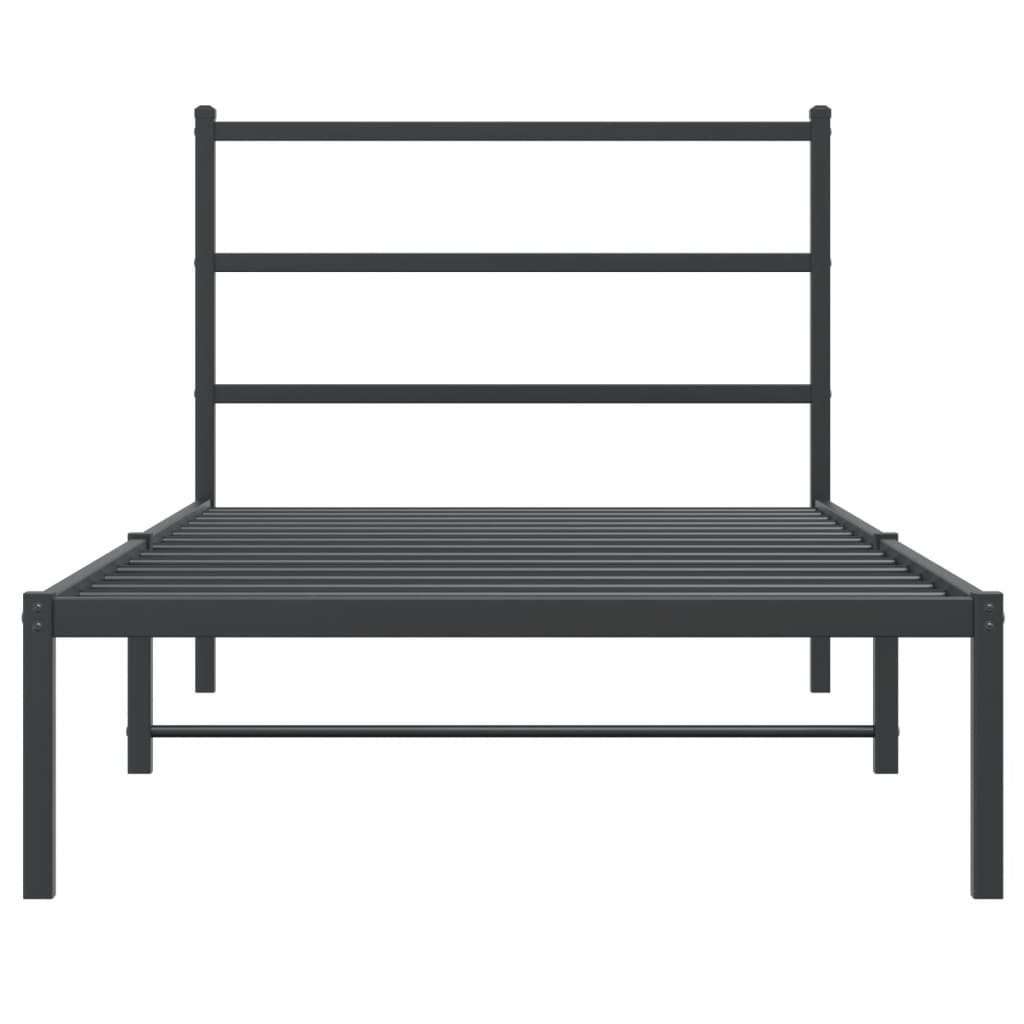 Cadre de lit métal sans matelas avec tête de lit noir 107x203cm - XIOS