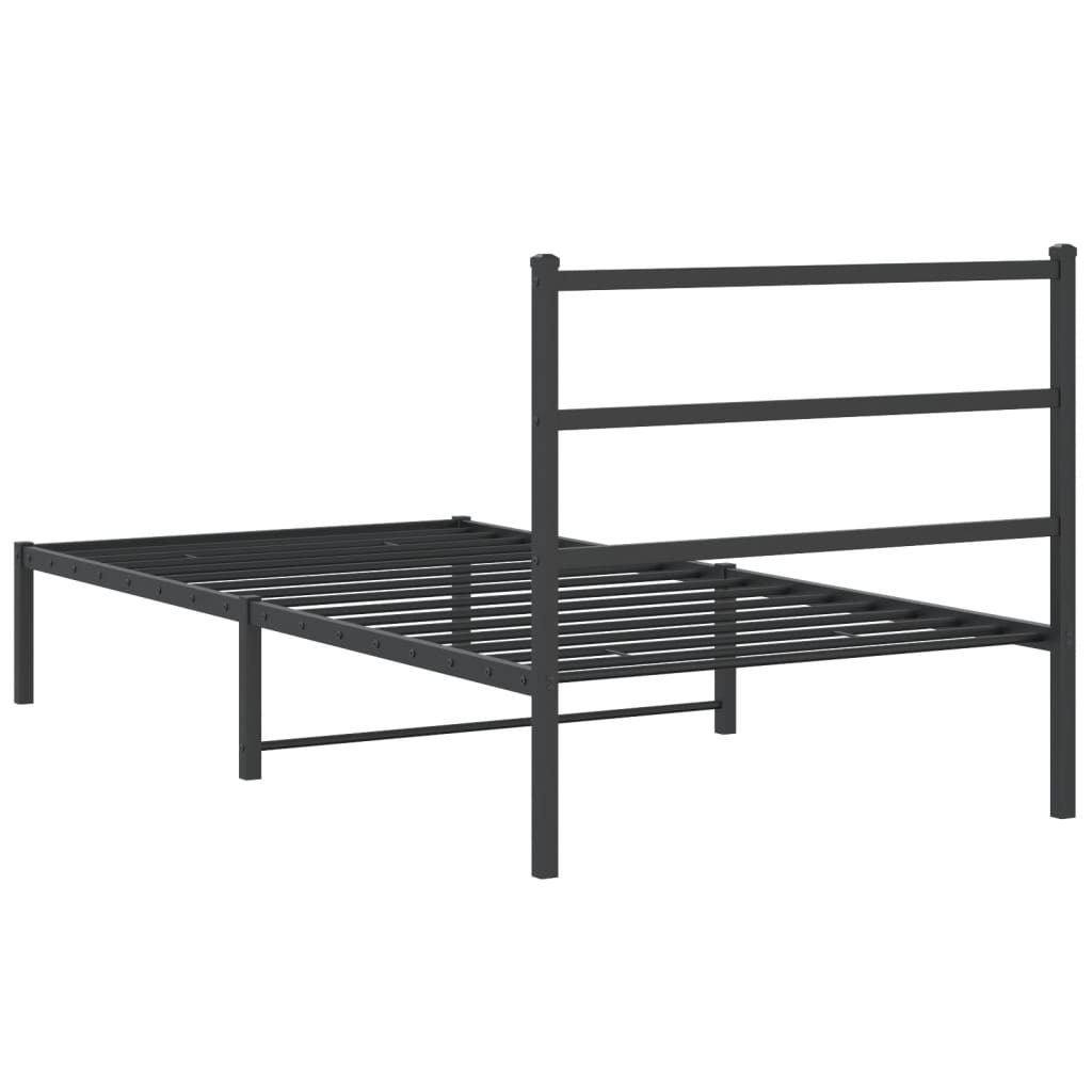 Cadre de lit métal sans matelas avec tête de lit noir 107x203cm - XIOS