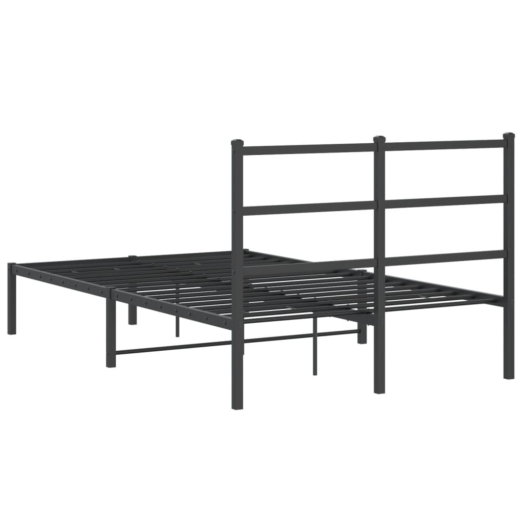 Cadre de lit métal sans matelas avec tête de lit noir 120x190cm - XIOS