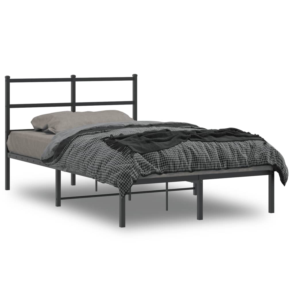 Cadre de lit métal sans matelas avec tête de lit noir 120x190cm - XIOS