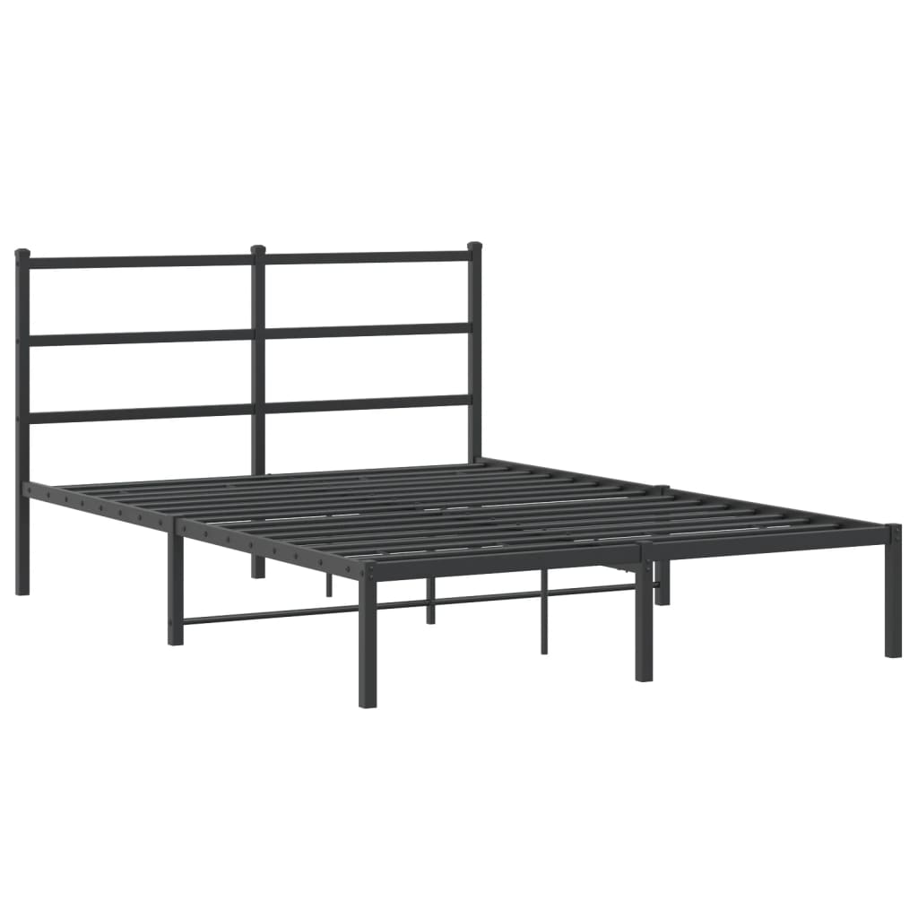 Cadre de lit métal sans matelas avec tête de lit noir 140x190cm - XIOS