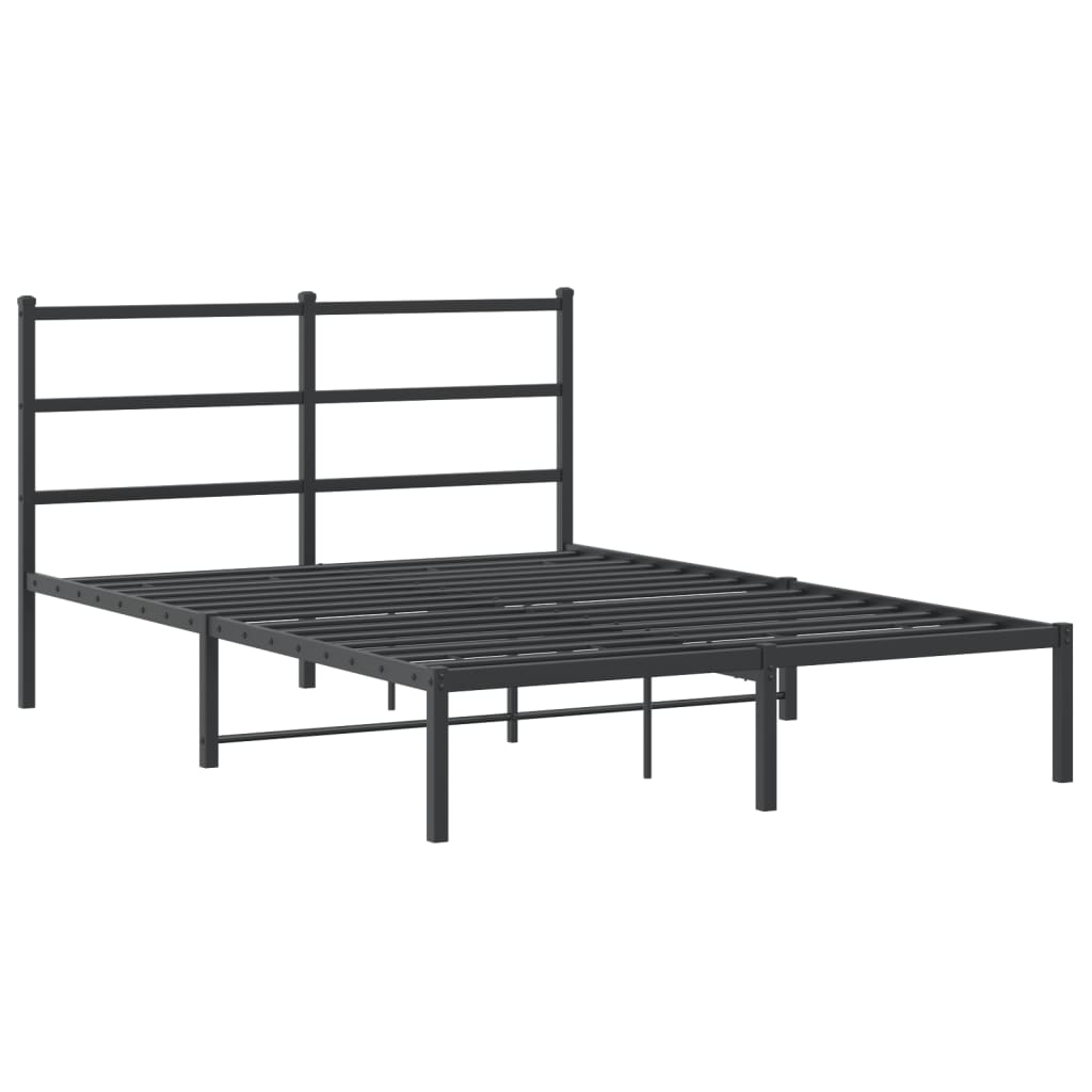 Cadre de lit métal sans matelas avec tête de lit noir 140x200cm - XIOS