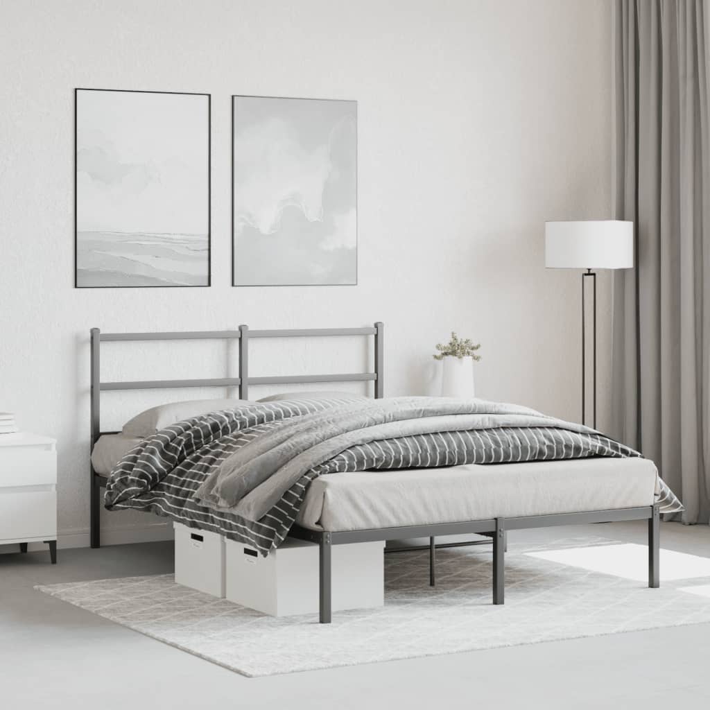 Cadre de lit métal sans matelas avec tête de lit noir 140x200cm - XIOS