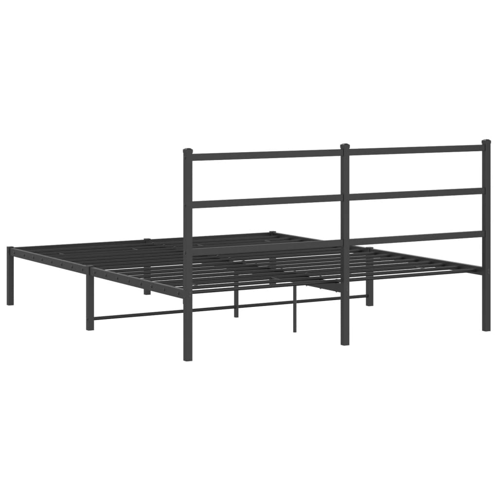 Cadre de lit métal sans matelas et tête de lit noir 160x200 cm - XIOS