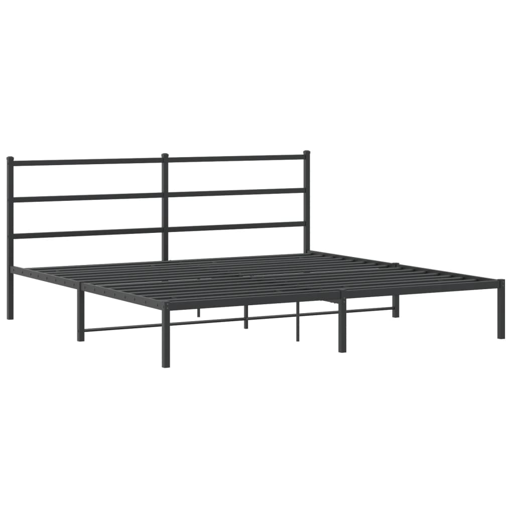 Cadre de lit métal sans matelas et tête de lit noir 180x200 cm - XIOS
