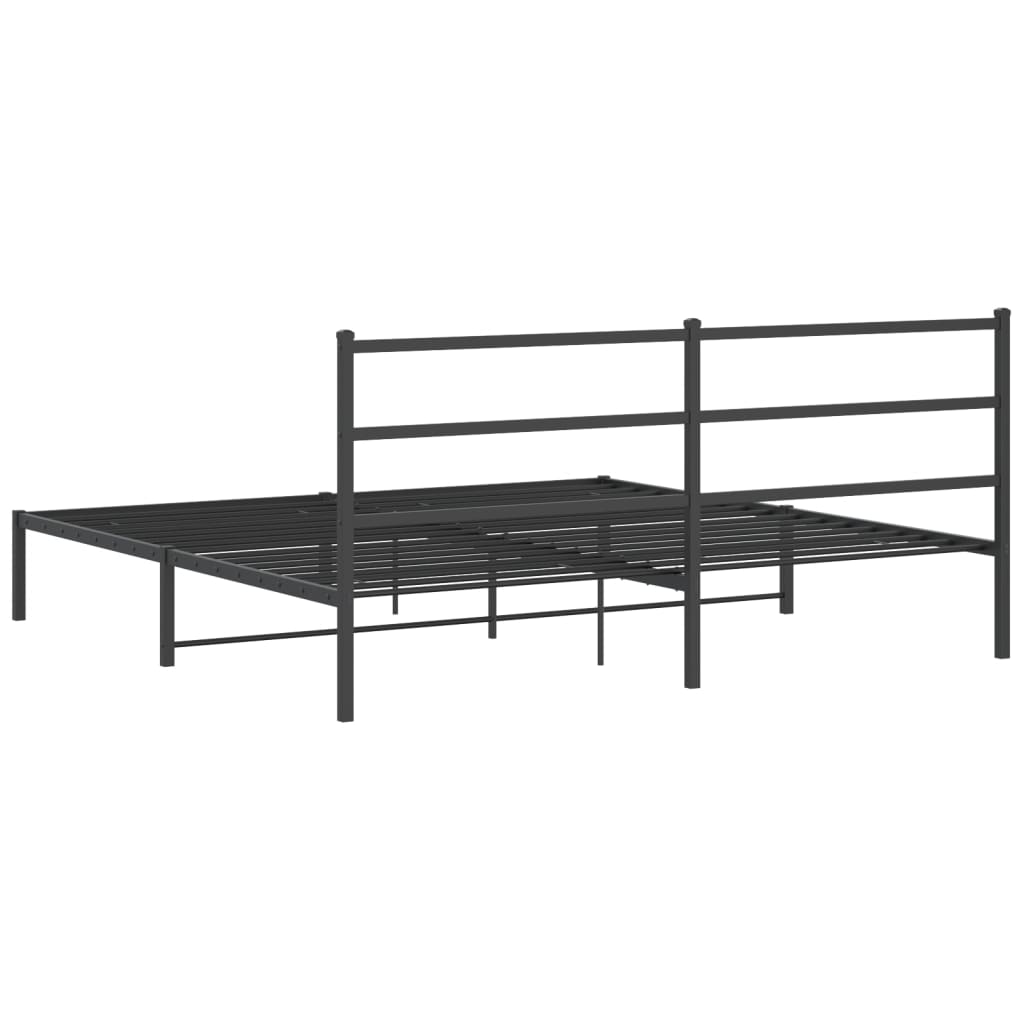 Cadre de lit métal sans matelas et tête de lit noir 180x200 cm - XIOS