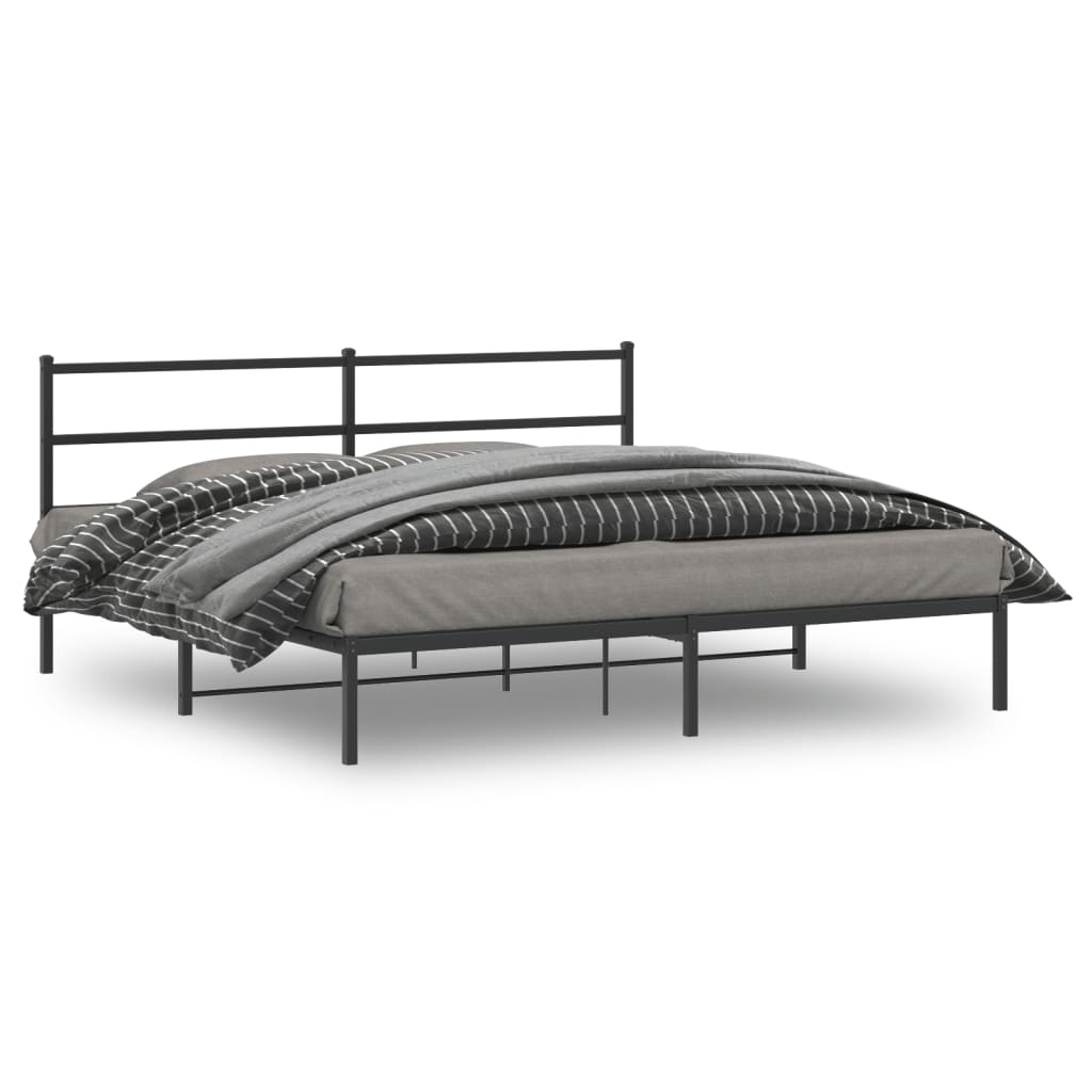 Cadre de lit métal sans matelas et tête de lit noir 180x200 cm - XIOS