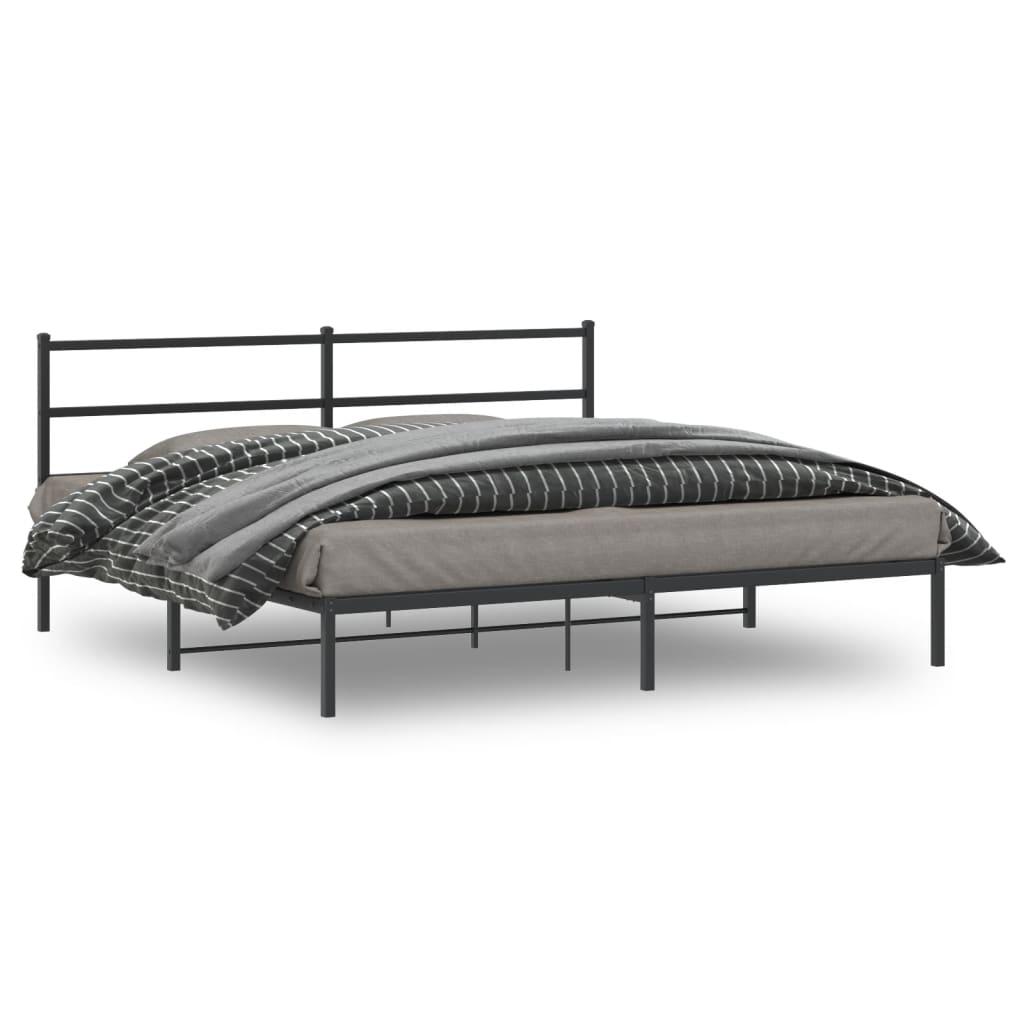 Cadre de lit métal sans matelas avec tête de lit noir 193x203cm - XIOS