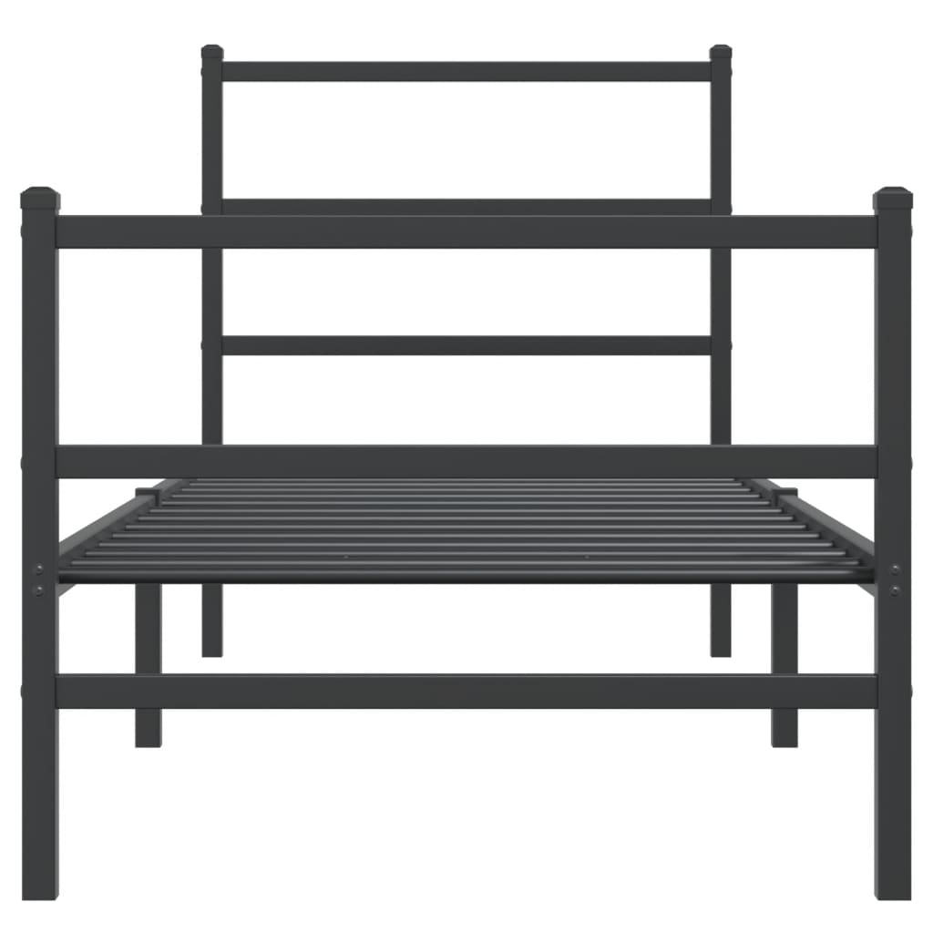 Cadre de lit métal sans matelas avec pied de lit noir 80x200 cm - XIOS