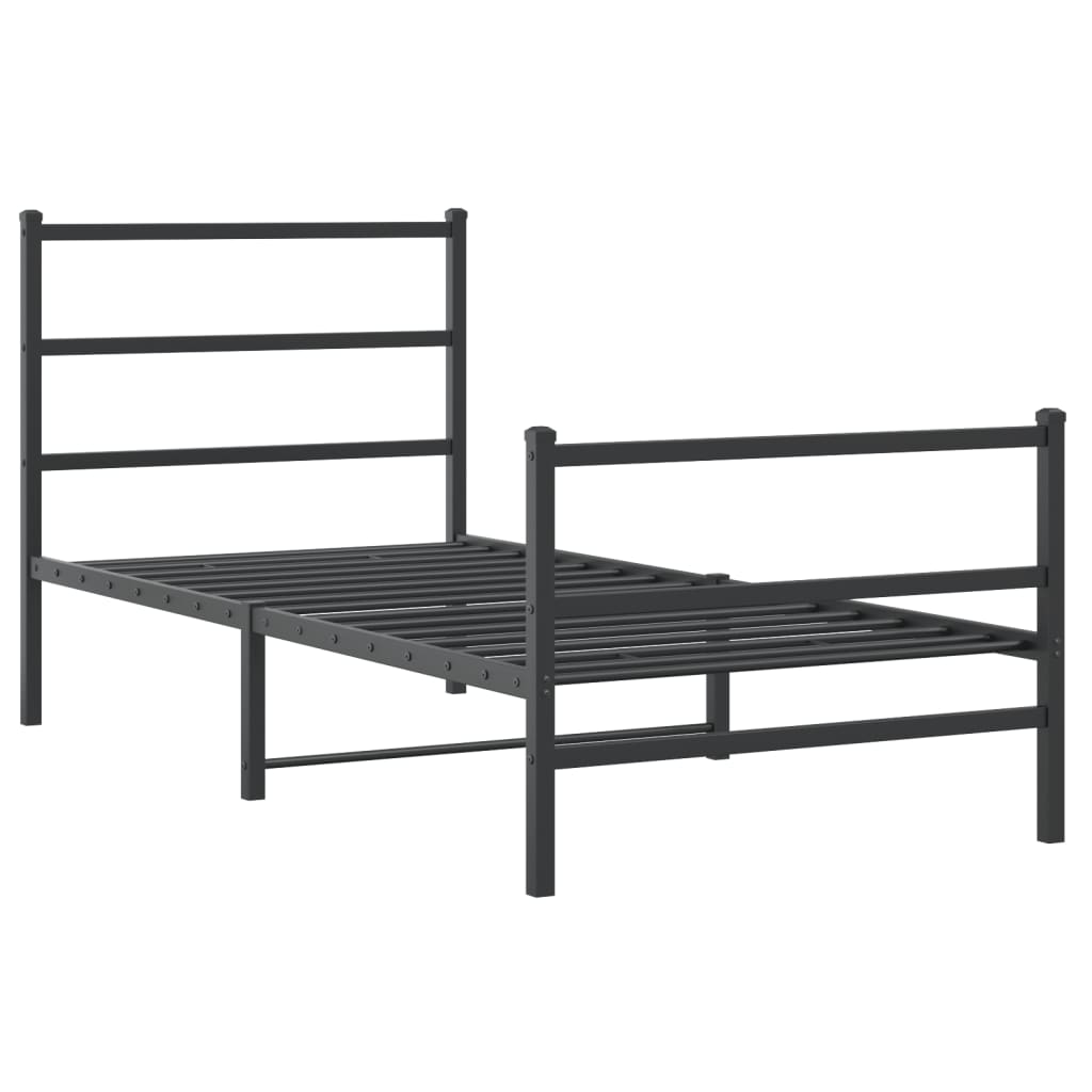 Cadre de lit métal sans matelas avec pied de lit noir 90x190 cm - XIOS