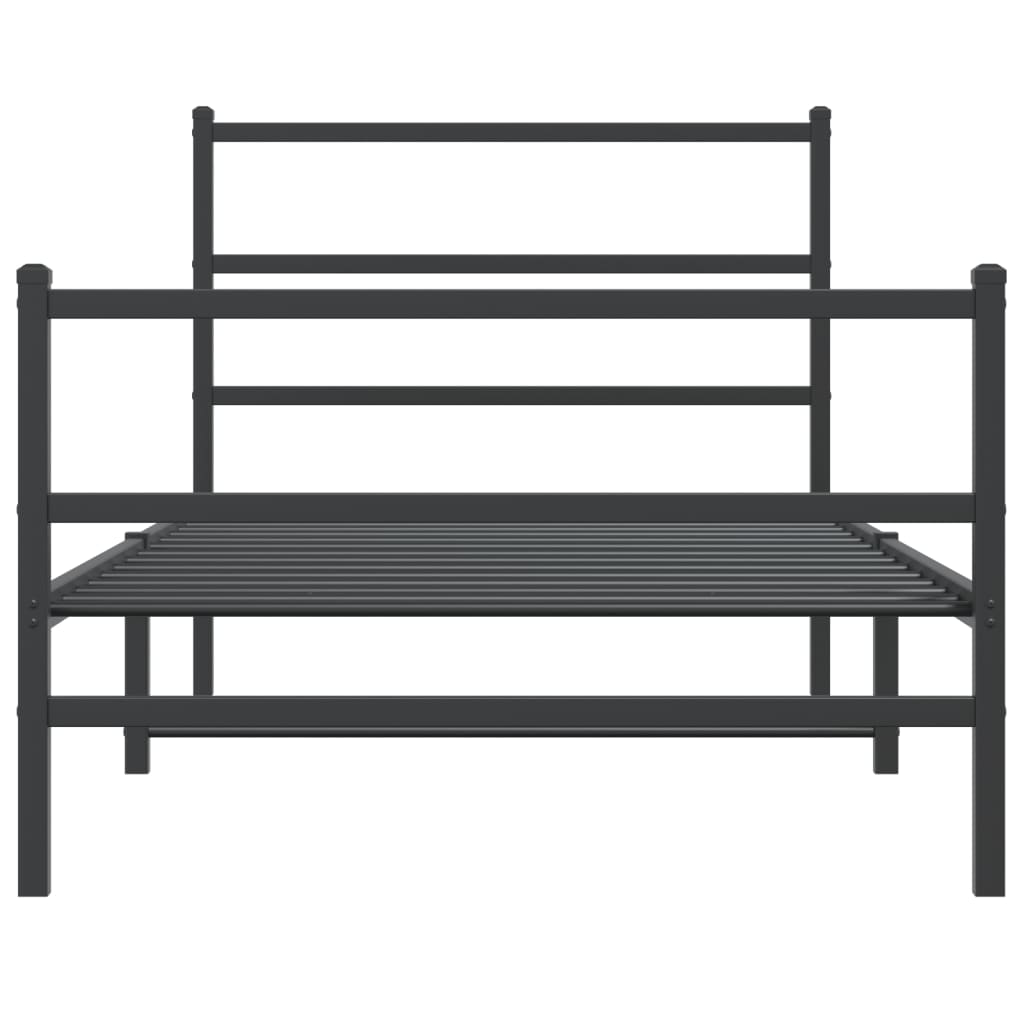 Cadre de lit métal sans matelas et pied de lit noir 100x200 cm - XIOS