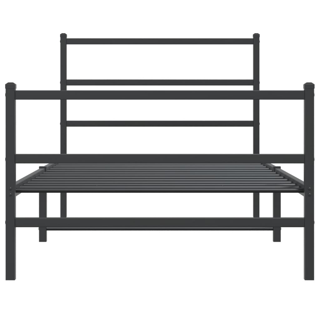Cadre de lit métal sans matelas avec pied de lit noir 107x203cm - XIOS