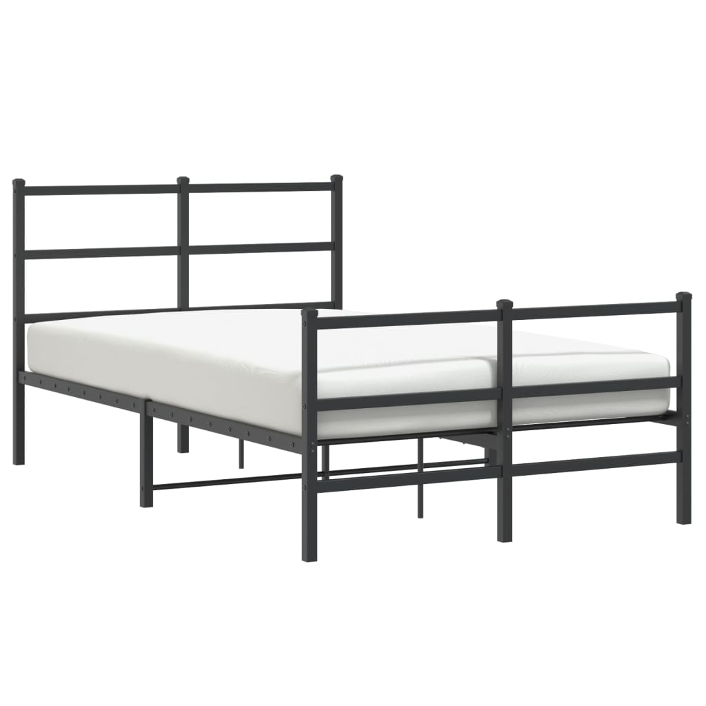 Cadre de lit métal sans matelas avec pied de lit noir 120x190cm - XIOS