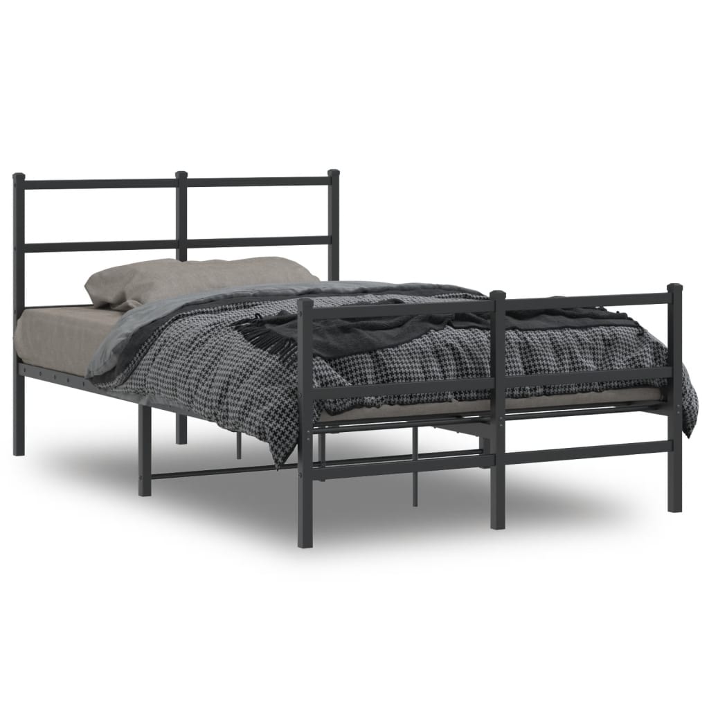 Cadre de lit métal sans matelas avec pied de lit noir 120x200cm - XIOS