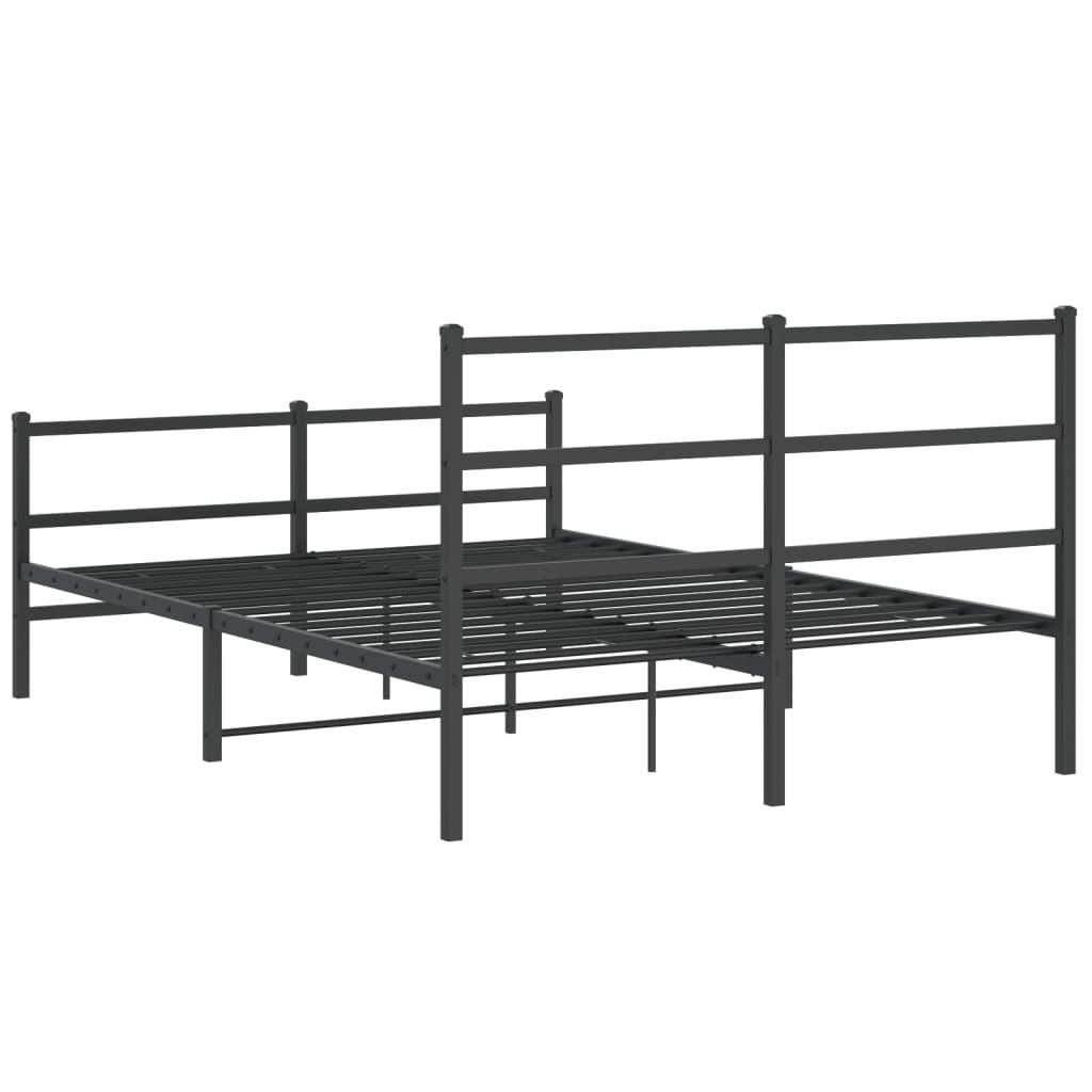 Cadre de lit métal sans matelas avec pied de lit noir 135x190cm - XIOS