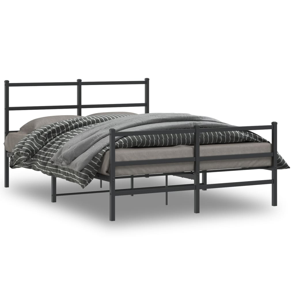 Cadre de lit métal sans matelas avec pied de lit noir 135x190cm - XIOS
