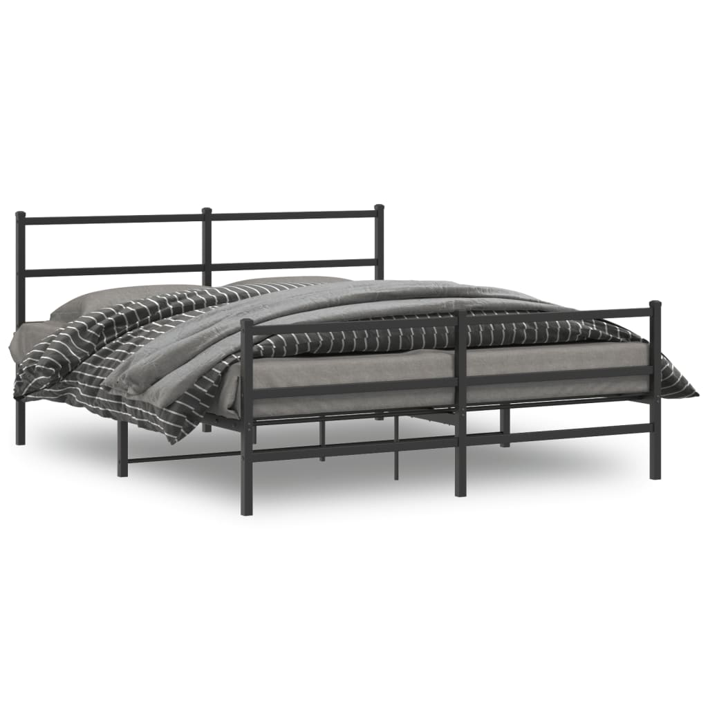 Cadre de lit métal sans matelas avec pied de lit noir 150x200cm - XIOS