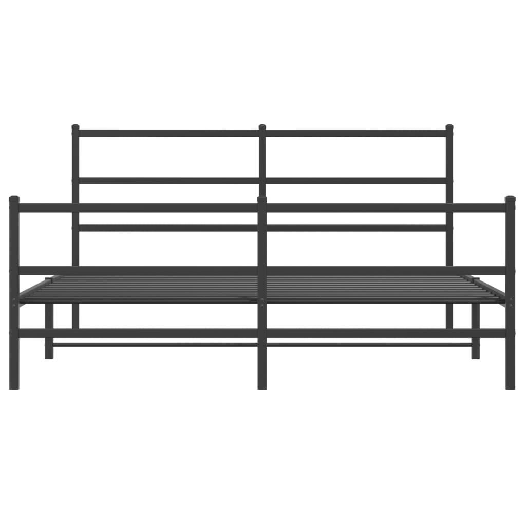 Cadre de lit métal sans matelas avec pied de lit noir 160x200cm - XIOS