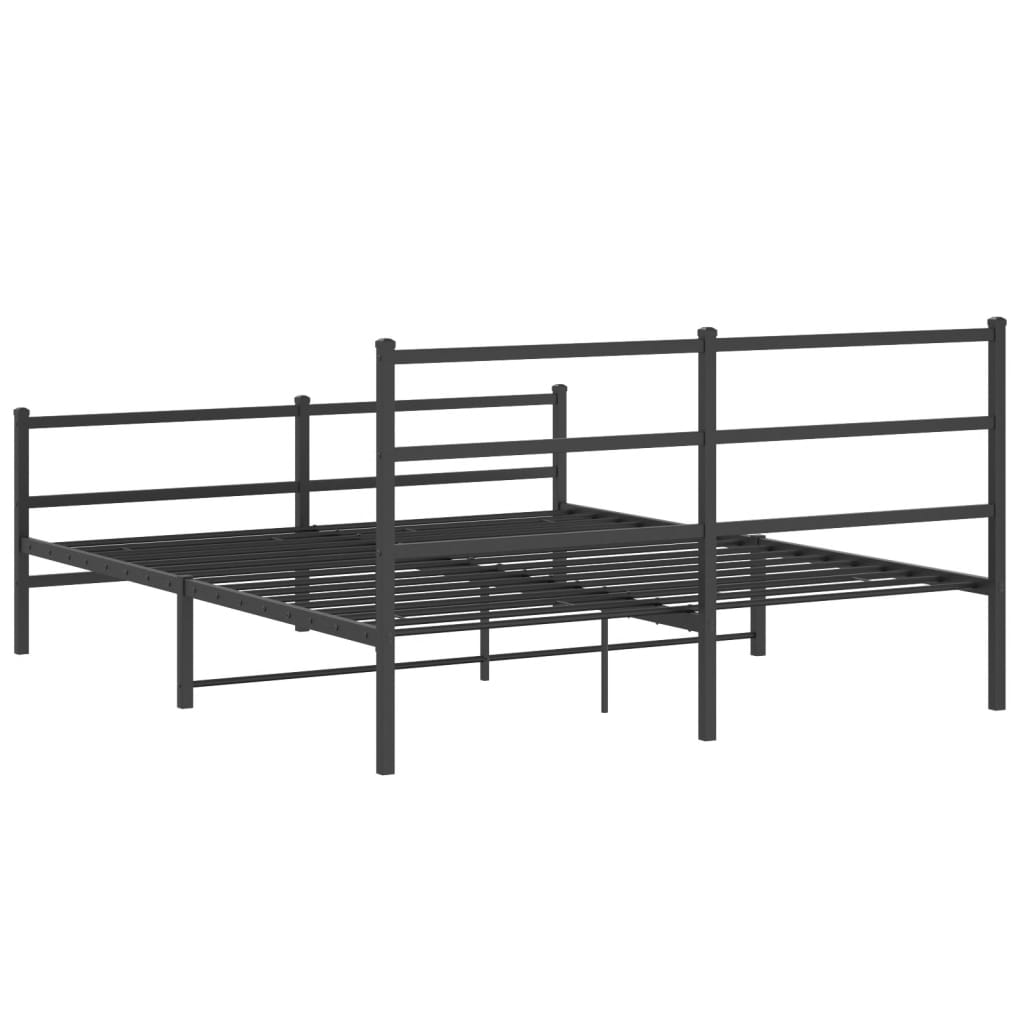 Cadre de lit métal sans matelas avec pied de lit noir 160x200cm - XIOS