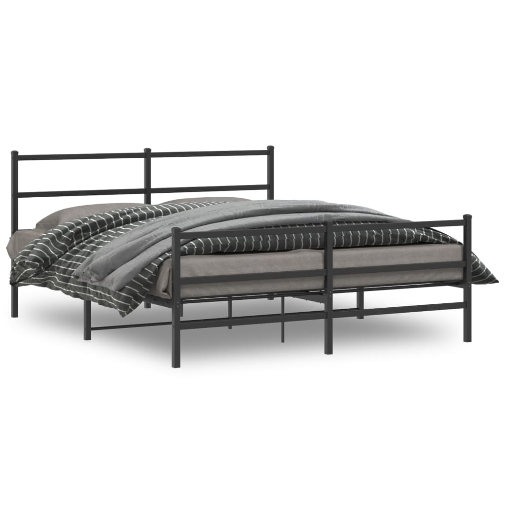Cadre de lit métal sans matelas avec pied de lit noir 160x200cm - XIOS