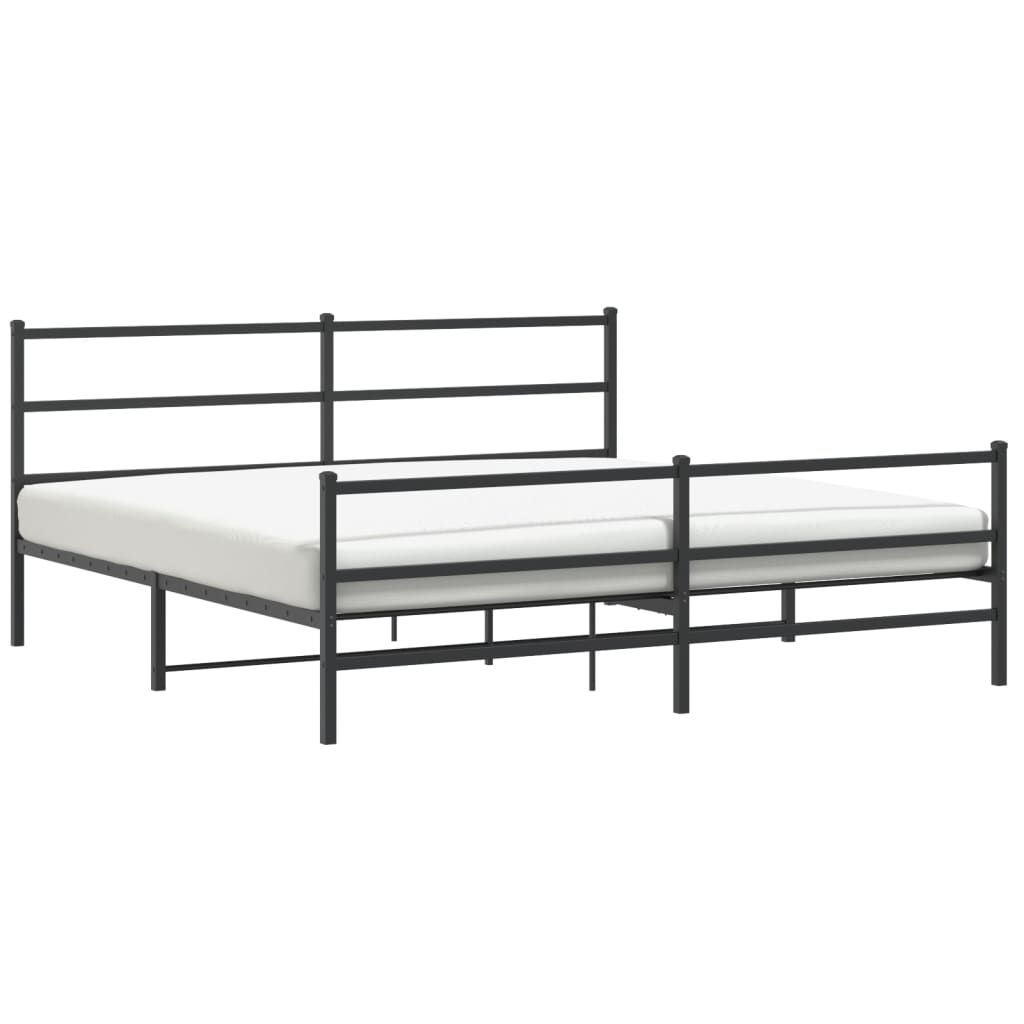 Cadre de lit métal sans matelas avec pied de lit noir 183x213cm - XIOS