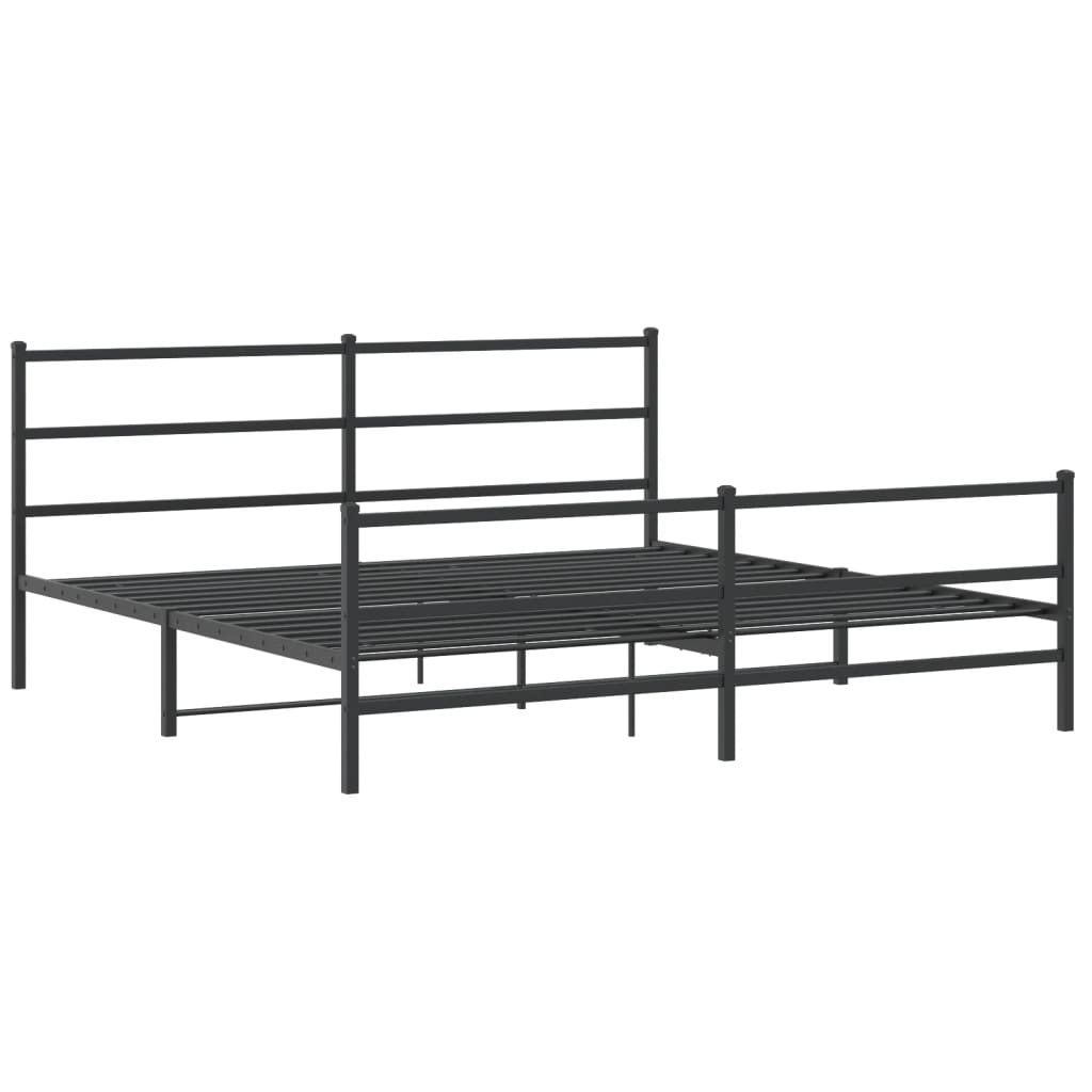Cadre de lit métal sans matelas avec pied de lit noir 183x213cm - XIOS