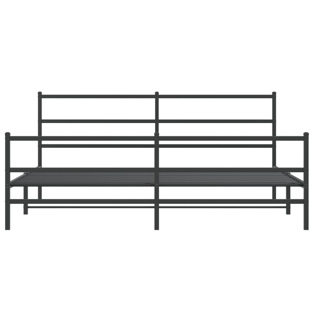 Cadre de lit métal sans matelas avec pied de lit noir 183x213cm - XIOS