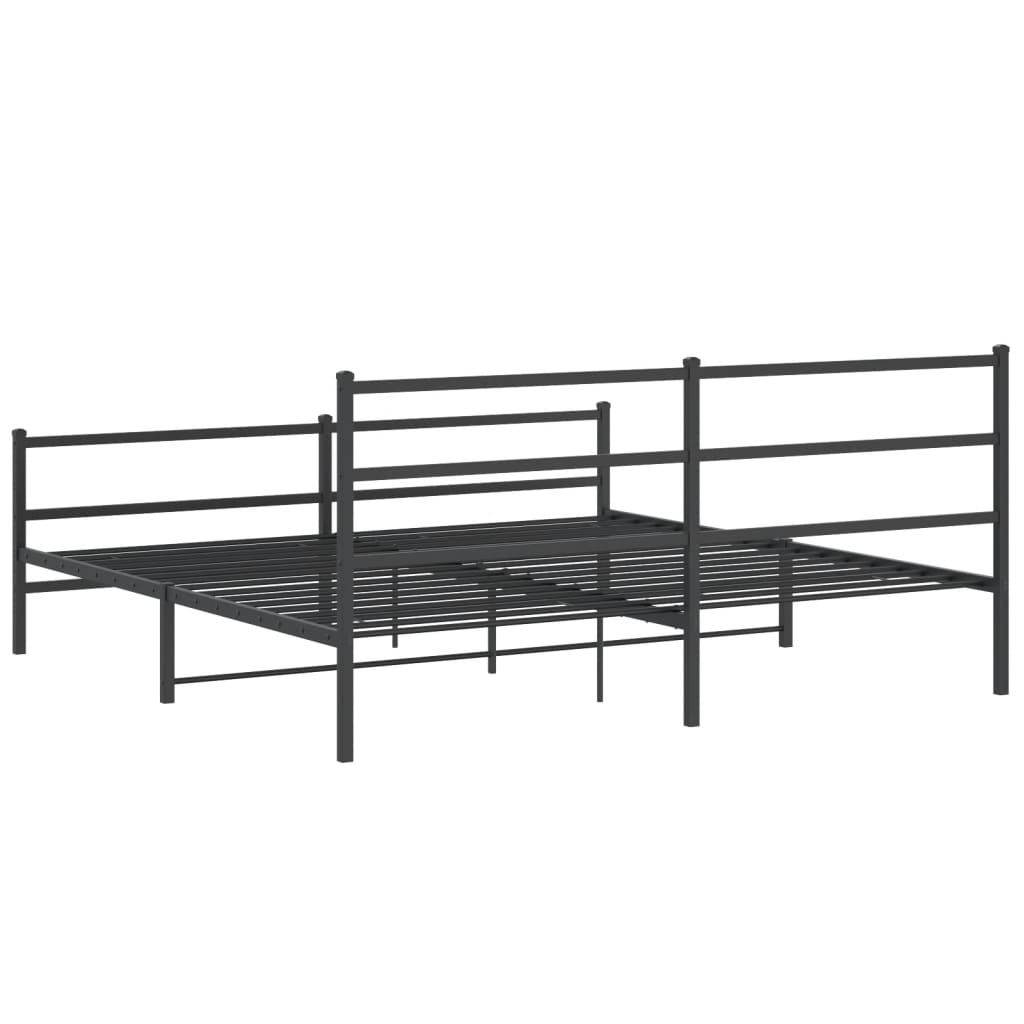 Cadre de lit métal sans matelas avec pied de lit noir 183x213cm - XIOS