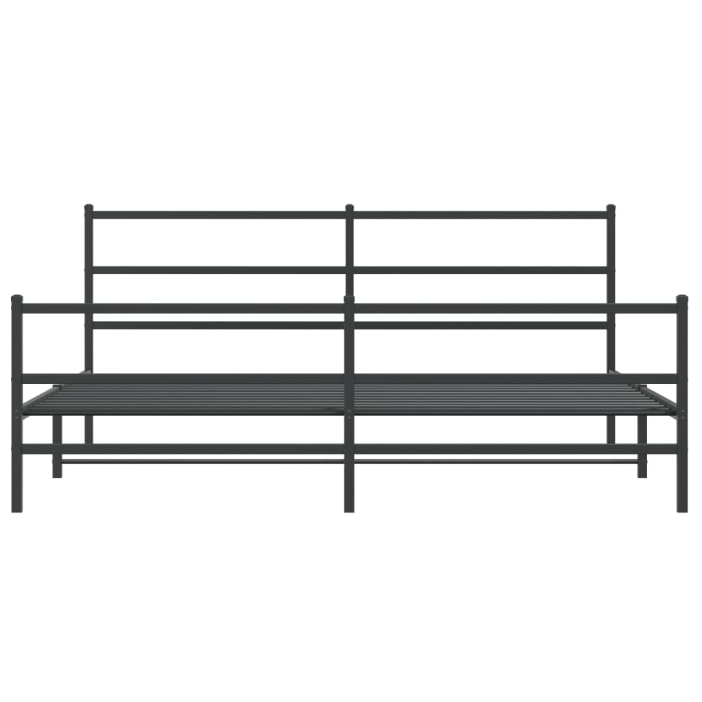 Cadre de lit métal sans matelas avec pied de lit noir 193x203cm - XIOS