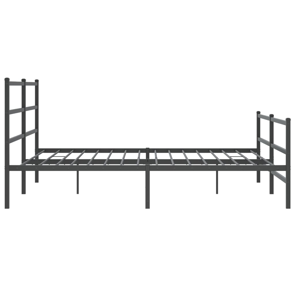 Cadre de lit métal sans matelas avec pied de lit noir 193x203cm - XIOS