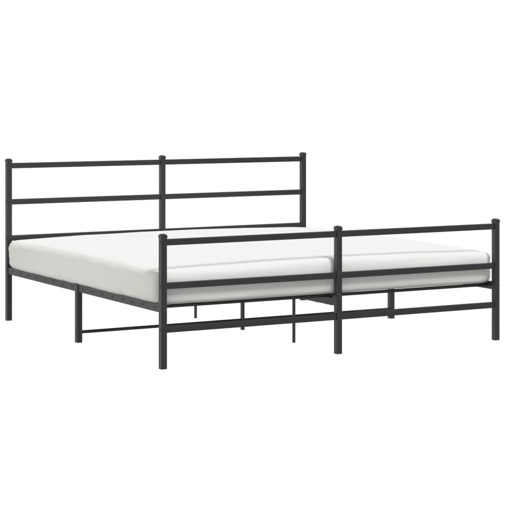 Cadre de lit métal sans matelas avec pied de lit noir 200x200cm - XIOS