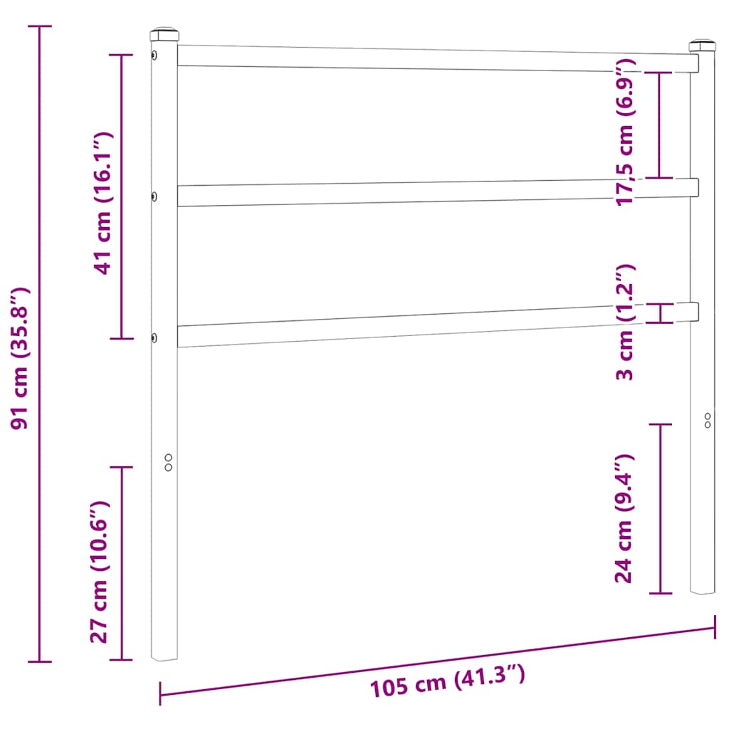 Tête de lit de remplacement métal noir 100 cm - XIOS