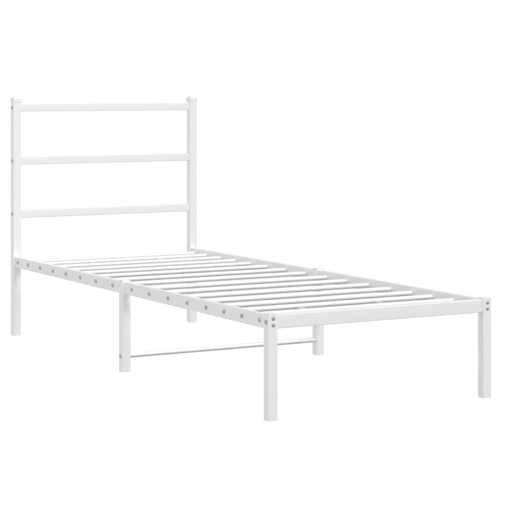 Cadre de lit métal sans matelas avec tête de lit blanc 75x190cm - XIOS
