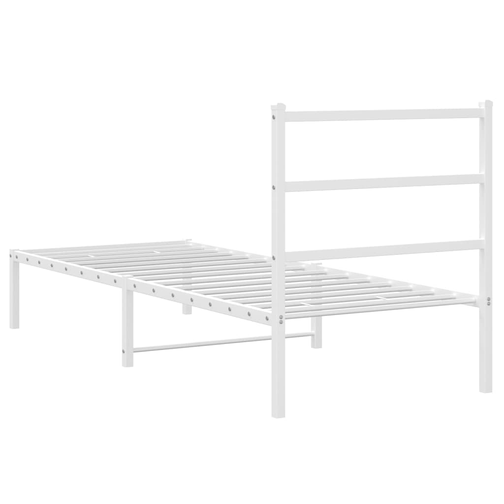 Cadre de lit métal sans matelas avec tête de lit blanc 75x190cm - XIOS