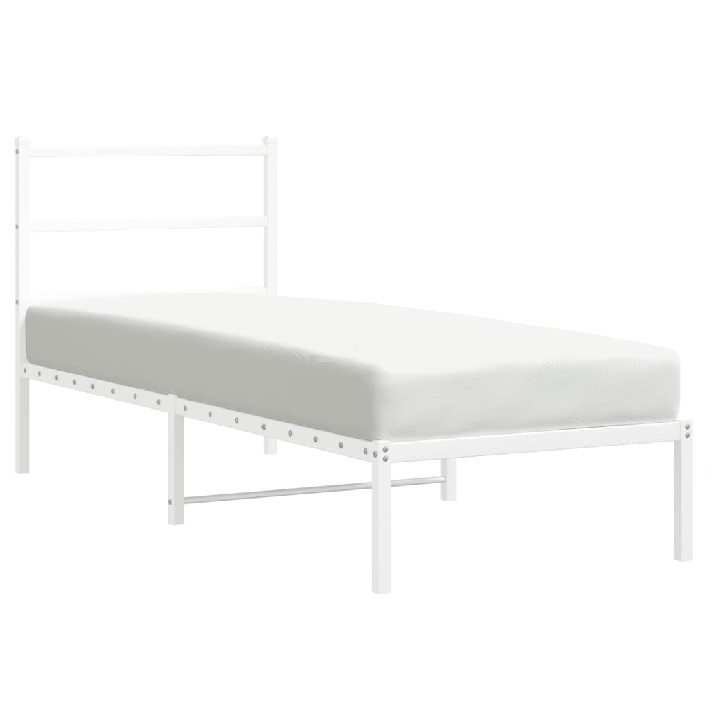 Cadre de lit métal sans matelas avec tête de lit blanc 80x200cm - XIOS
