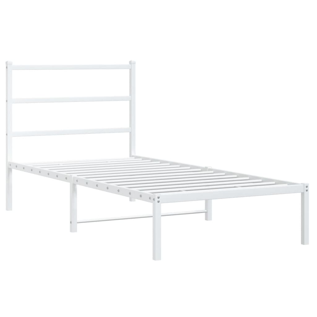 Cadre de lit métal sans matelas avec tête de lit blanc 90x190cm - XIOS