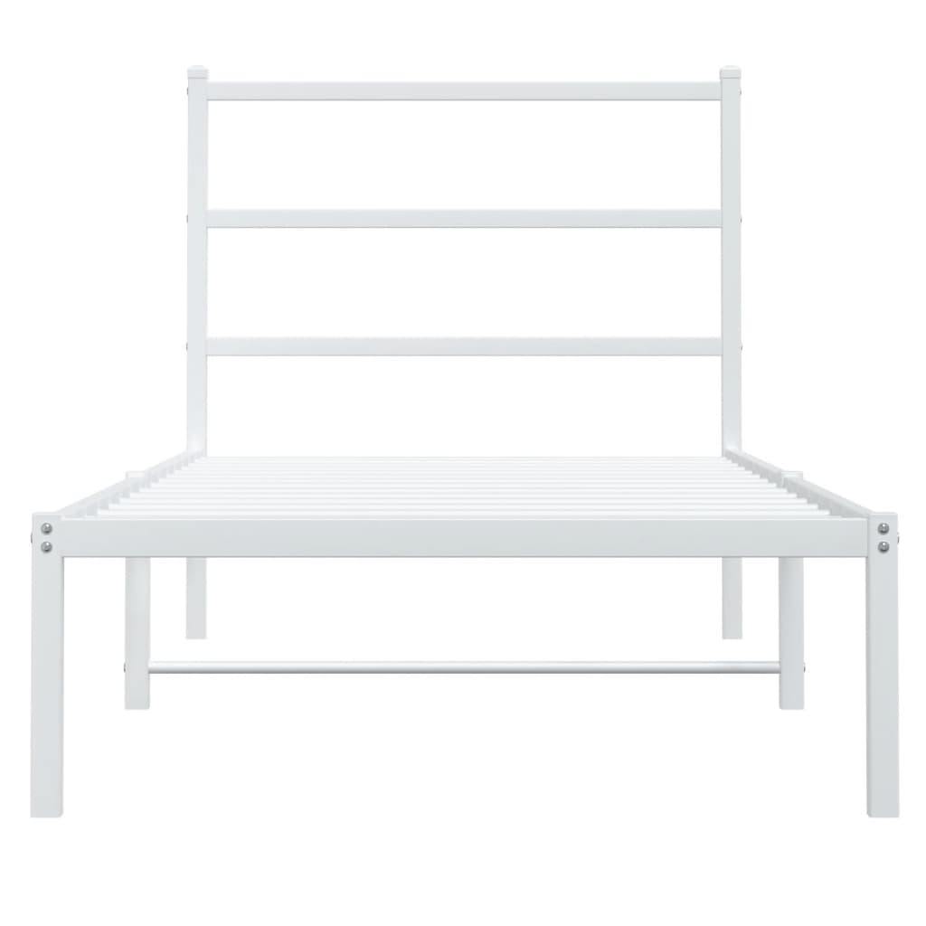 Cadre de lit métal sans matelas avec tête de lit blanc 90x190cm - XIOS