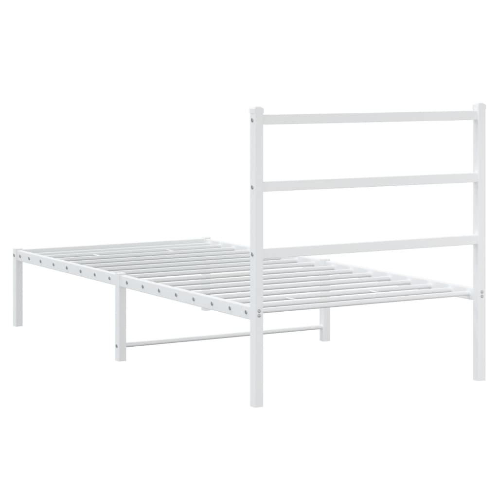 Cadre de lit métal sans matelas avec tête de lit blanc 90x190cm - XIOS