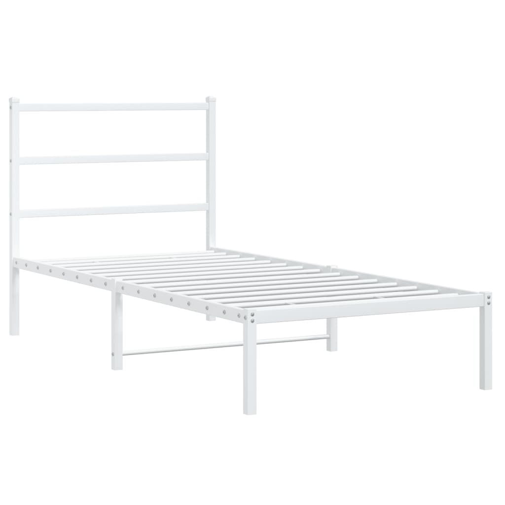 Cadre de lit métal sans matelas avec tête de lit blanc 90x200cm - XIOS