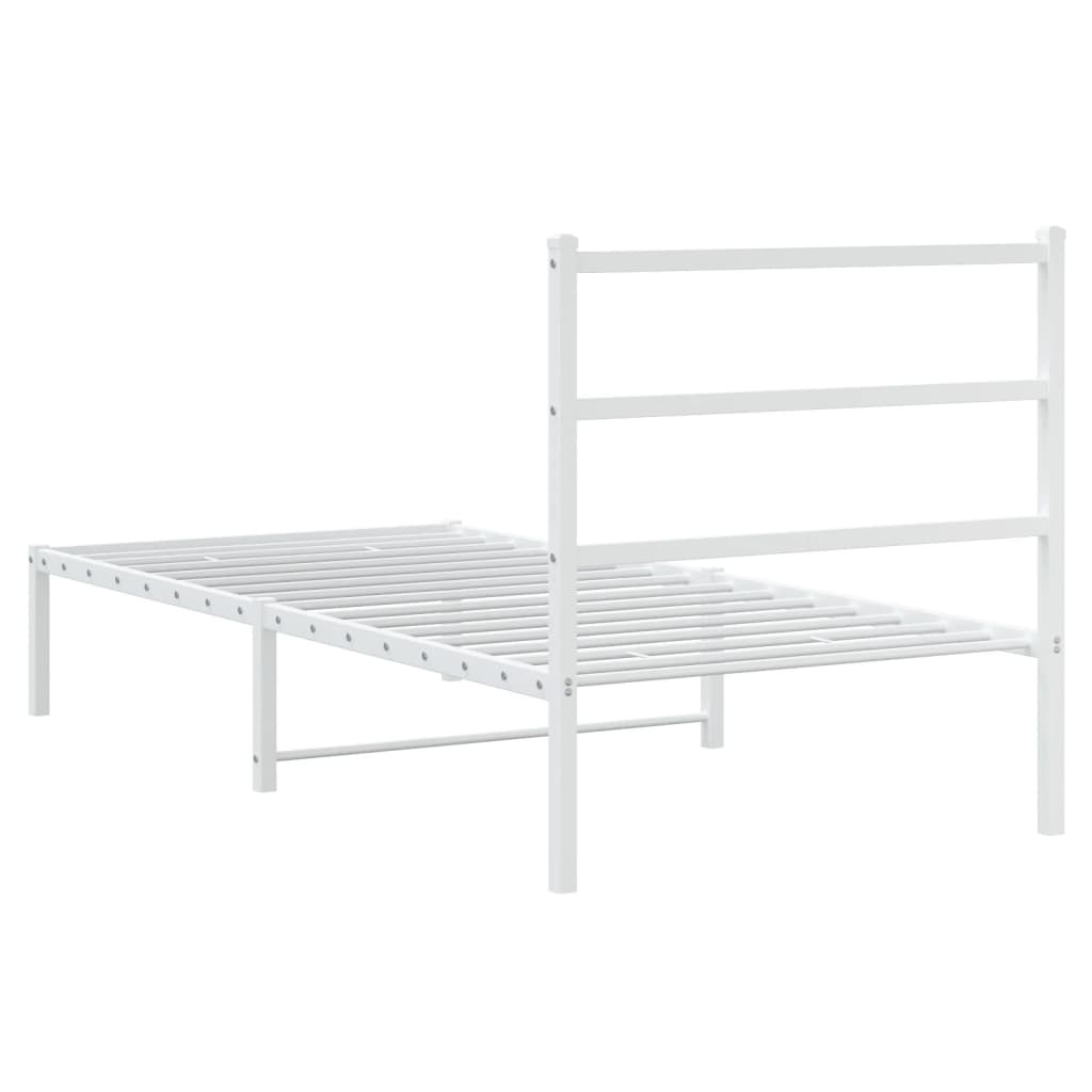 Cadre de lit métal sans matelas avec tête de lit blanc 90x200cm - XIOS