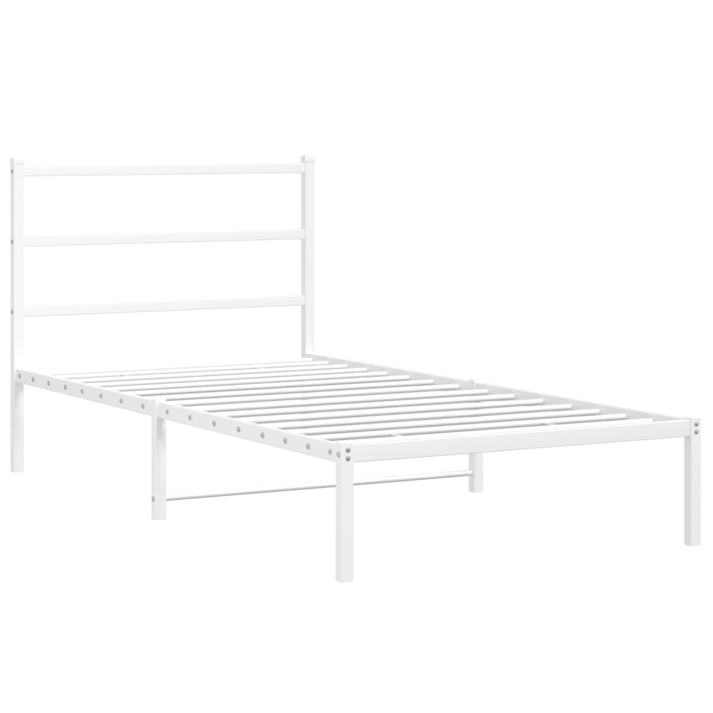 Cadre de lit métal sans matelas et tête de lit blanc 100x200 cm - XIOS