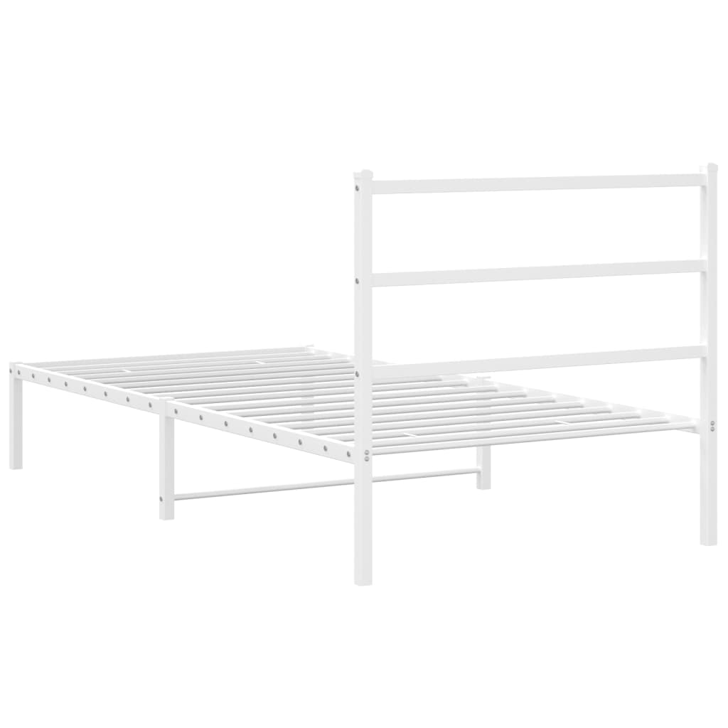 Cadre de lit métal sans matelas et tête de lit blanc 100x200 cm - XIOS