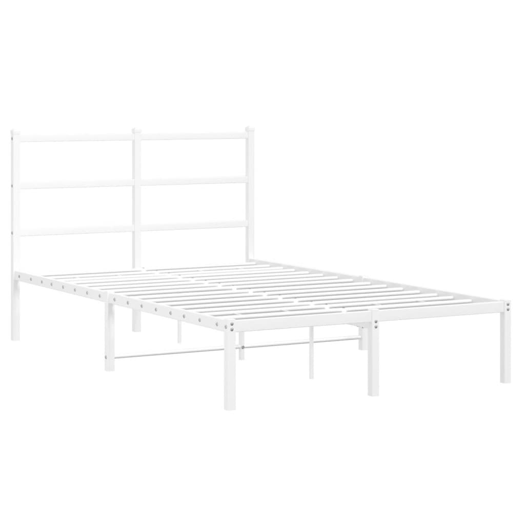 Cadre de lit métal sans matelas et tête de lit blanc 120x200 cm - XIOS