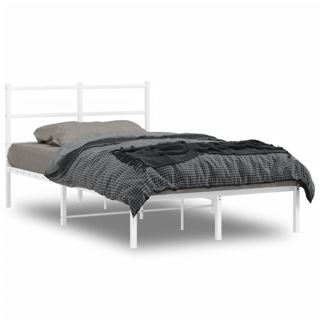 Cadre de lit métal sans matelas et tête de lit blanc 120x200 cm - XIOS