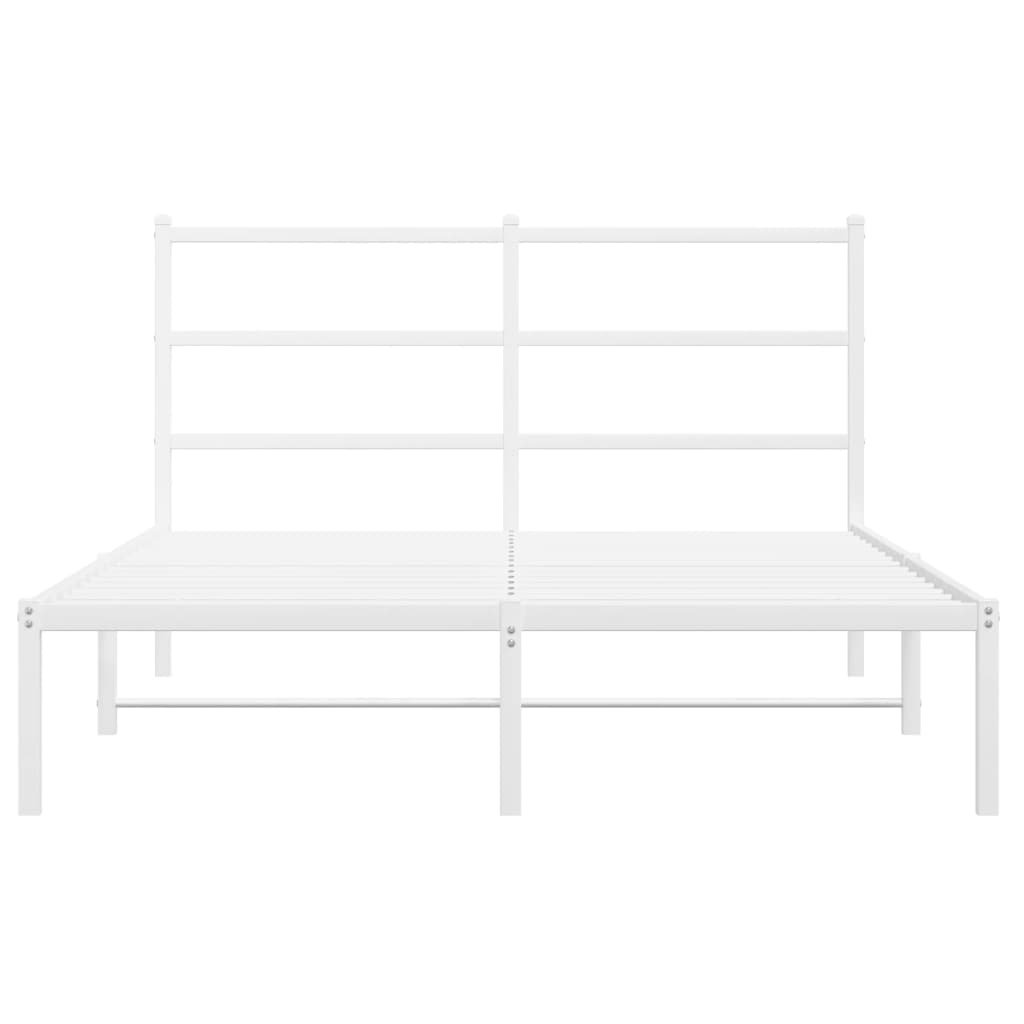 Cadre de lit métal sans matelas et tête de lit blanc 135x190 cm - XIOS