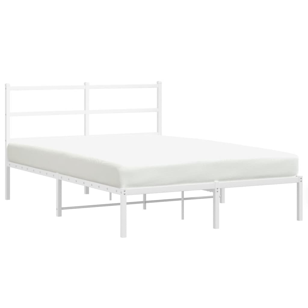 Cadre de lit métal sans matelas et tête de lit blanc 140x190 cm - XIOS